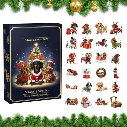 Weihnachts-Countdown-Kalender – Weihnachtsornament für Hunde, 2D-Acryl-Adventsornamente, Acryl-Adventskalender, 24-Tage-Ornament für Hi Urlaub
