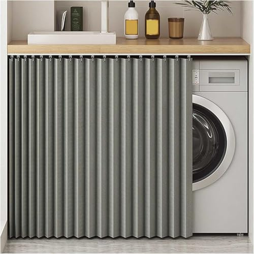 YZBZNG Schrank Vorhang schrankvorhang zum schieben Staubdichter Vorhang Für Regale Kitchen Cabinet Mit Gleitschiene Zum Schieben Schrank Schatten Vorhan Wasserdicht Schrankvorhänge,Grey-W70cm/H80cm