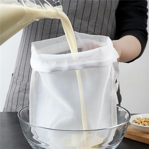 Reusable Fine Mesh Strainer Bag, Multi-Use Nylon Filter for Nut Milk Brewing & Juice Extraction, Food Grade Filtration Bag (200Mesh-2pcs)