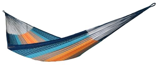 MacaMex Solea L Netzhängematte, luftiges Baumwollnetz, ergonomisch dehnbar, 170 cm breit, 390 cm lang, 100% Handarbeit (Breeze L)