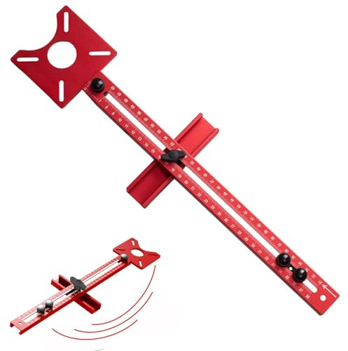 Compas de fraisage réglable en aluminium - 4 en 1 - Support de rainure de fraisage - Plaque d'insertion - Rayon de 90 à 370 mm - Accessoire - Gabarit de fraisage multifonction pour défonceuse
