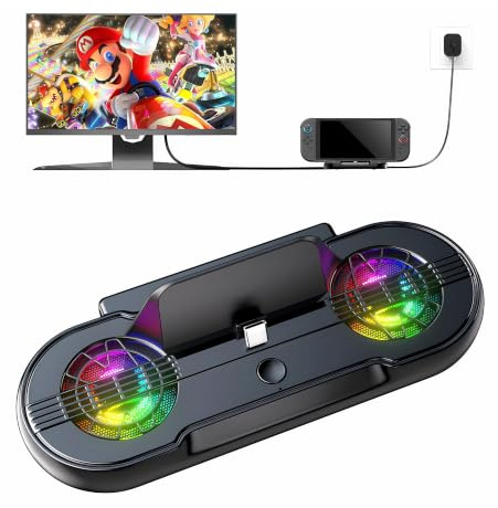 Switch 2 Dock Compatible with Nintendo Switch 2, 4K HDMI & One-Touch Mode | Portable TV dock with 4K HDMI, RGB lighting, USB 3.0, USB-C PD charging and one-touch TV or tabletop mode switching