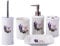 Landhaus Vintage Keramik Badset (Lavendel) Badezimmerset Badezimmer Badeset Set Bad Zubehör, Seifenspender Zahnbürstenhalter Seifenschale Zahnputzbecher WC Bürste Badgarnitur Garnitur (5er Set)