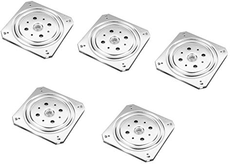Gedotec Drehbeschlag 360° Drehteller zum Schrauben | Stahl verzinkt | Druck-Kugellager 150 kg | Schwerlast-Drehplatte 155 x 155 x 10,5 mm | 5 Stück - Drehplatte für Tischplatten - Küche - Möbel UVM.