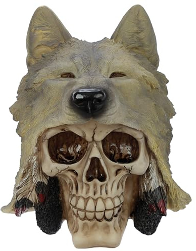 Puckator Skull with Wolf Head Decoration - Home Living Room Decoration - Gifts For Men Women