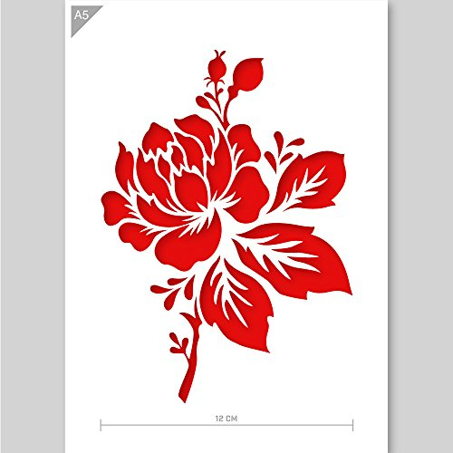 QBIX Blume Schablone - Blütenknospe Blätter Schablone - A5 Größe