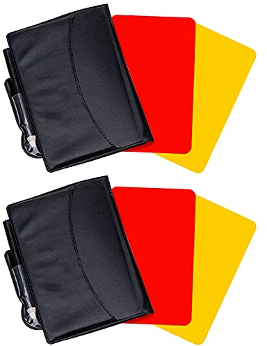 Friencity Football Fußball Schiedsrichter Karten Sets, Warning Referee Rote und Gelbe Karten mit Wallet Score Blätter, Bleistift Zubehör, 2 Packs