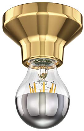 ledscom.de LED Deckenleuchte Elektra Porzellan gold inkl. E27 Kopfspiegel Lampe 667lm warm-weiß