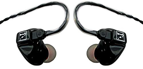 HÖRLUCHS® HL4410 In-Ear Kopfhörer, 4-Wege Treiber bassbetont, Smart Surface Universal Design mit 2-Pin-Wechselkabel, verschiedene Domes und Filter - Schwarz