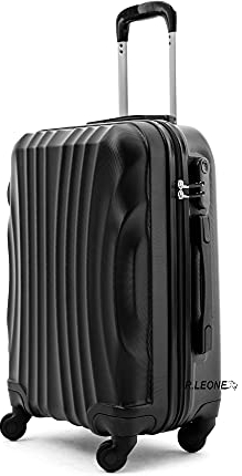 R.Leone Valigia da 1 Fino a Set 4 Trolley Rigido grande, medio, bagaglio a mano e beauty case 4 ruote in ABS 2037 (Grigio, M Medio)