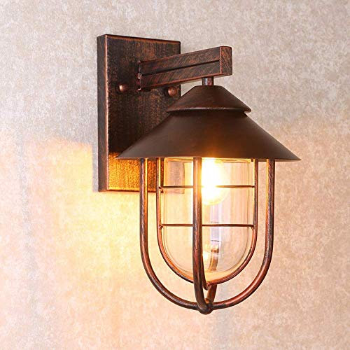 Retro Außenwandleuchte Rot Bronze Außenlampe wasserdichte IP44 E27 Gartenlampe Aluminium und Glasschirm wandlampe für Garten Balkon Flur Haus Eingang 26 * 34cm