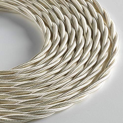 Klartext - Cavo tessile trecciato BELLE ÉPOQUE per installazione elettrica vintage, 3X1,5mm, Avorio, 3mt.