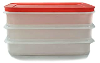 Tupperware Freeze n Fresh 675 ml blanco/rojo plano 3 recipientes 1 tapa