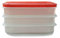 Tupperware Freeze n Fresh 675 ml weiß/rot flach 3 Behälter 1 Deckel