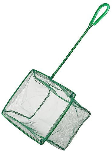 Uniclife 20 cm Aquarium Fish Net Fine Mesh Fish Catch Nets with 26 cm Plastic Handle - Green