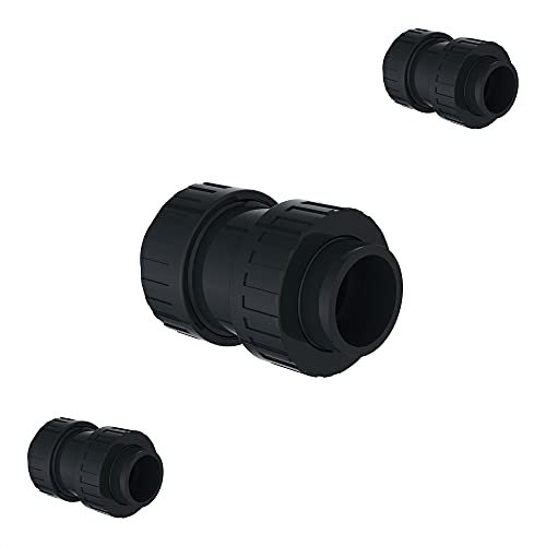 Kirchhoff | PVC-U | Rückschlagventil | 3er Set | Druckrohr für Pool | Teich | Rohr | 50 mm | PN 12,5 | 16 bar | Grau | Klebemuffe