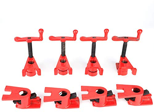 Ejoyous 4 Stück Rohr Schraubzwinge 3/4 zoll Set, rohrzwinge pipe clamp, Holz Holzbearbeitungsklemme Schraubzwinge, mit Kupplungsscheiben und lösen sich leicht, für Holzbearbeitung, DIY