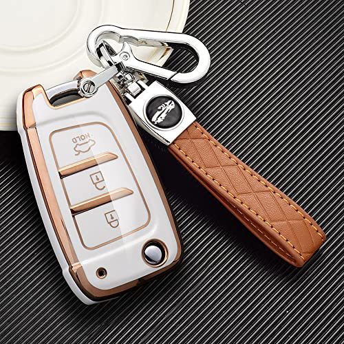 ontto Autoschlüssel Hülle Passt für Hyundai Solaris Elantra i30 i30n i35 i40 Kona Genesis Santa Fe 2016-2018 Fernbedienung TPU Schlüsselcover Schlüsselhülle Schlüsselanhänger Schlüssel Etui-Beige