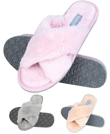 soxo Pelose Ciabatte Donna Estive Casa Pantofole Donna Invernali Peluche 37/38 Rosa