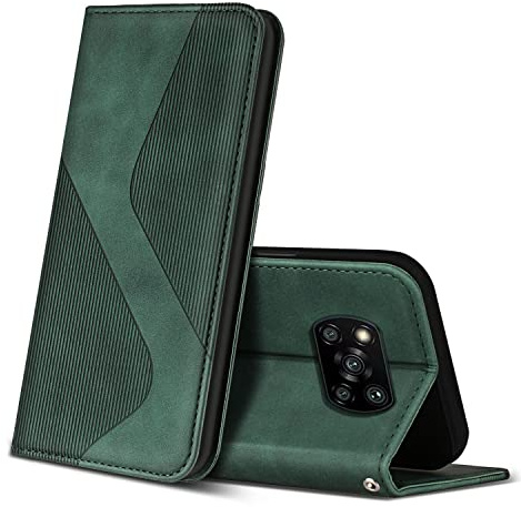 ZONNAVI Hülle für Xiaomi Poco X3 Pro/Poco X3 NFC/Poco X3, PU Leder Handyhülle mit Kartenfächer, Flip Wallet Case Schutzhülle für Xiaomi Poco X3 Pro/Poco X3 NFC/Poco X3 (Grün)