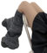 Harajuku Damen Gothic Punk Grobstrick Beinwärmer Schwarz Grau Häkeln Ausgestellt Stiefel Überzieher Socken Weite Bein Lose Strümpfe