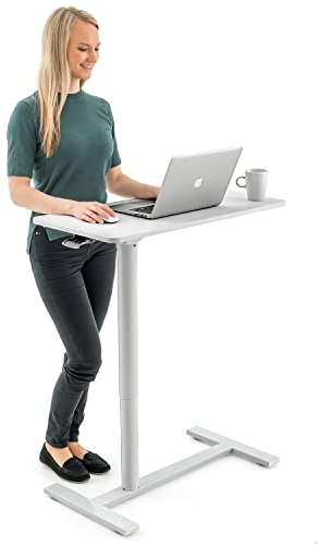 Tatkraft Relax Airlift Pneumatischer Sitz-Steh Laptoptisch mit Rädern, Höhenverstellbar 74-115 cm Mühelose Gaslift-Regelung, große Tischplatte Geeignet bis 19” Laptops mit Maus, Robust und Stilvoll