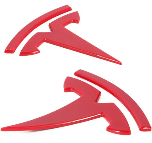 Tesla Model Y Accessories Tesla Emblem Sticker 2PCS/Set for Front Trunk Logo Decal Cover (Rot)