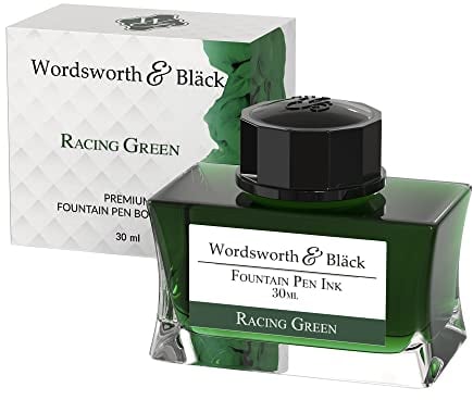 Wordsworth and Black Fountain Pen Ink Bottle (30 ml) Premium Luxury Edition, [Racing Green] Fountain Pens Bottled Ink; Classic Designed Bottle Smooth Flow 30 ml