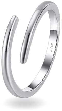 ioKioy- eleganter Damenring aus 925 Sterling Silber glänzend. Modern - Größen - Verstellbar -Offen. Silberring für Frauen, Mädchen Schmuck-Ring. Idealer Geburtstagsgeschenk für Frauen