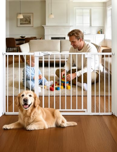 Babelio 29-55 Extra Wide Baby Gate with Door, PressGuard P7, White