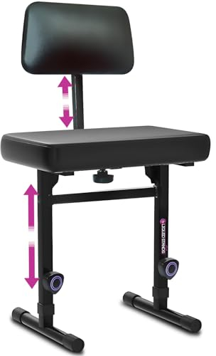 Liquid Stands Piano Bench Adjustable Stool – Music Keyboard Bench with Backrest Seat for Piano Keyboard Stand with Black Padded Cushion for Musicians Piano Stool Chair