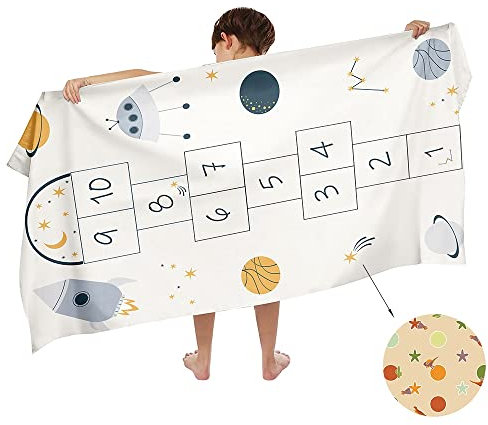 Ulticool Mikrofaser Kinder Handtuch 140 x 70 cm - Hüpfspiel Strandspiel Dinosaurier - Leicht Reisehandtuch Schnelltrocknend Badetuch Strandhandtuch Microfaser Microfiber - Reise Strand Kind Junge