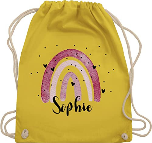 Turnbeutel Rucksack - Boho Regenbogen I Boho Rainbow - Unisize - Gelb - kindergarten beutel kindergartenbeutel name kita turnsack stoffbeutel schule personalisierte wäschebeutel für kinder