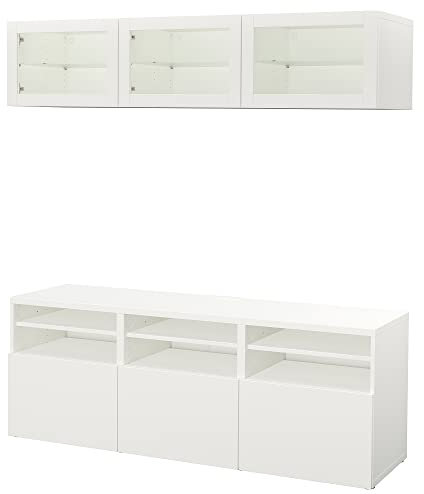 Ikea BESTÅ TV-Aufbewahrungskombination/Glastüren, 180x42x192 cm, weiß/Lappviken weiß Klarglas
