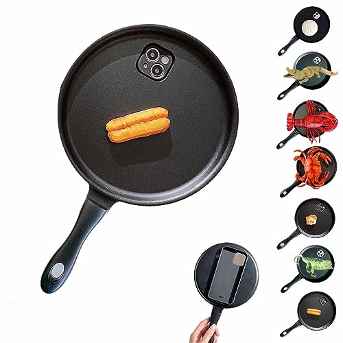 CLOUDEMO Frying Pan Phone Case, Funny Fried Egg Pan Phone Case, Weird Halloween Pan Phone Case for iPhone 14/13/12 Pro Max (F,14 Pro Max)