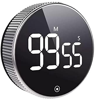 Wmool Minuteur numérique magnétique pour cuisine, douche, chronomètre manuel électronique, compte à rebours V9G9 LED alarme rappel