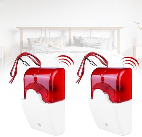 2 Stücke Sound Light Alarm: Nizirioo Verdrahteter Strobe Sirene, Stromausfall Ausfall Schneiden Verlust Alarm, Hochdezibel Taschenalarm mit Blitzlicht, Hochdezibel Einstellbares Alarm(220V)