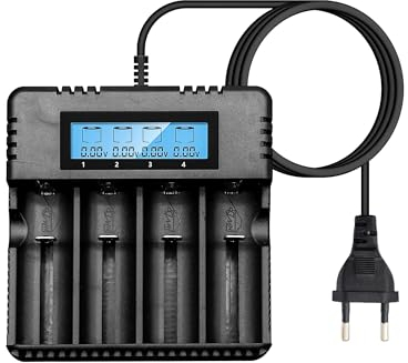 Gbformat Akkuladegerät LCD-Display Li-Ion-Akkuladegerät Intelligente Schnellladung 4-Steckplatz-Kopf Kompatibel mit Einer Vielzahl von 3,7 V 26650/18650/14500/16340 Li-Ion-Akkus