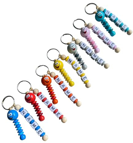 Schlüsselanhänger mit Namen Kinder - Erwachsene - Taschenbaumler - Schlüsselring - Glücksbringer - personalisiert - Schlüsselanhänger Raupe