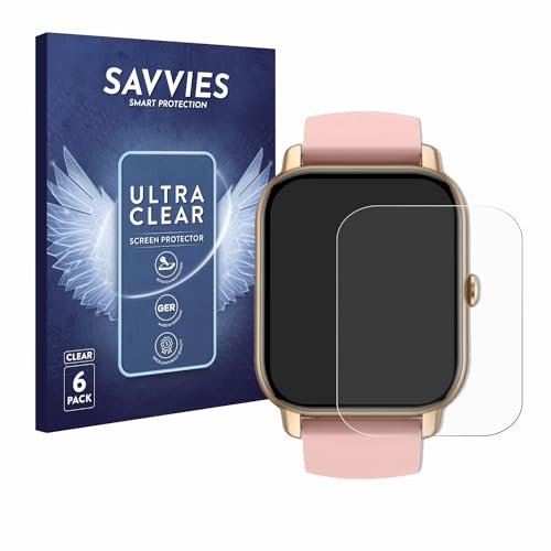 Savvies Schutzfolie für Sross Smartwatch 1.83 | 6 Stück Transparenter Displayschutz Made in Germany Ultra-Klar Displayschutz-Folie