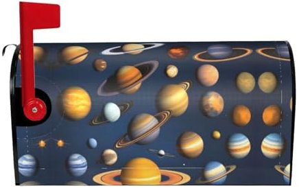 Hytter Letterbox Cover Waterproof Sun Protection Fits Standard Or Large Size Mailboxes Solar System Planets Prints 25.5x21 In
