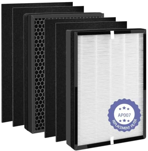 Popurure TT-AP007 Replacement Filter, 2 H13 True HEPA + 4 Pre-filter for TaoTronics Air Purifier, High-efficiency Activated Carbon