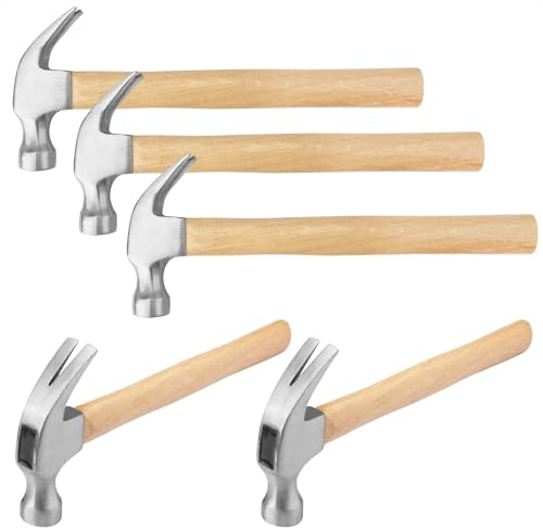 Klauenhammer mit Holzgriff, perfektes Geschenk für Ihren Ehemann, Vater oder Freunde. Ideal für Holzbearbeitung, Reparatur und Nageln, 5 Packungen GENHAKON.