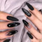 JUSTOTRY 24 Stück Stiletto Nägel Zum Aufkleben mit Flammen Motiv,Schwarz Press on Nails Lang,Glossy Swirl French Künstliche Nägel,Mandel Fingernägel Fake Nails für Frauen Nails Art