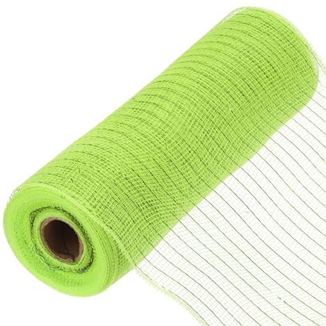 sourcing map 10 Inch Glitter Poly Burlap Mesh for Wreath, Decorative Mesh Fabric Ribbon 10 Yard for Fall Easter Christmas Flower Bow, Light Green