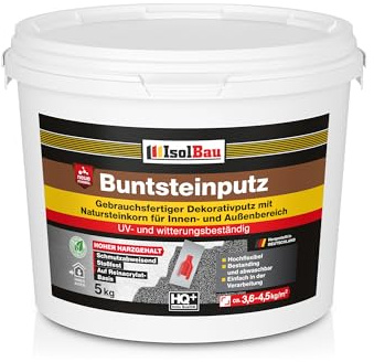 Isolbau - Buntsteinputz für Außen und Innen (Rotbraun, Schwarz) 5 kg - BP80 Mosaikputz Dekorationsputz Frostsicher, Wasserfest, Stoßfest