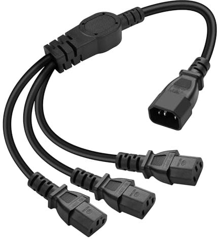 MEIRIYFA UPS Server C14 to 3x C13 Y Splitter Extension Cable IEC 320 C14 Male to 3 x C13 Female 10A 250V 18AWG Power Cord for Home Appliance PC Computer Monitor (45cm)