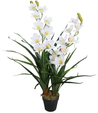 Lacers SmagragdLine Pflegeleichte Orchidee mit Topf weiß 90cm - dekorative Kunstpflanze für Wohnzimmer, Büro & Balkon - lebendige Farben, pflegeleicht, naturgetreue Optik, Dekopflanzen