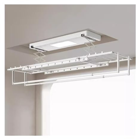 SaryEdge Tendedero de Ropa Perchero eléctrico montado en el Techo Control Remoto Elevación automática Balcón Perchero telescópico Perchero para Ropa doméstica Barra de secad(A