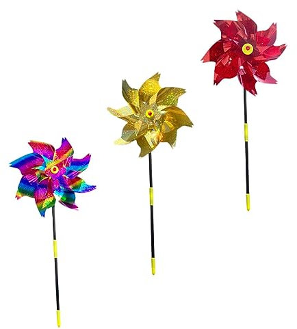 Parliky 3pièces Moulin à Vent Réfléchissant pour Oiseaux Décoratif Outil Extérieur pour Jardin